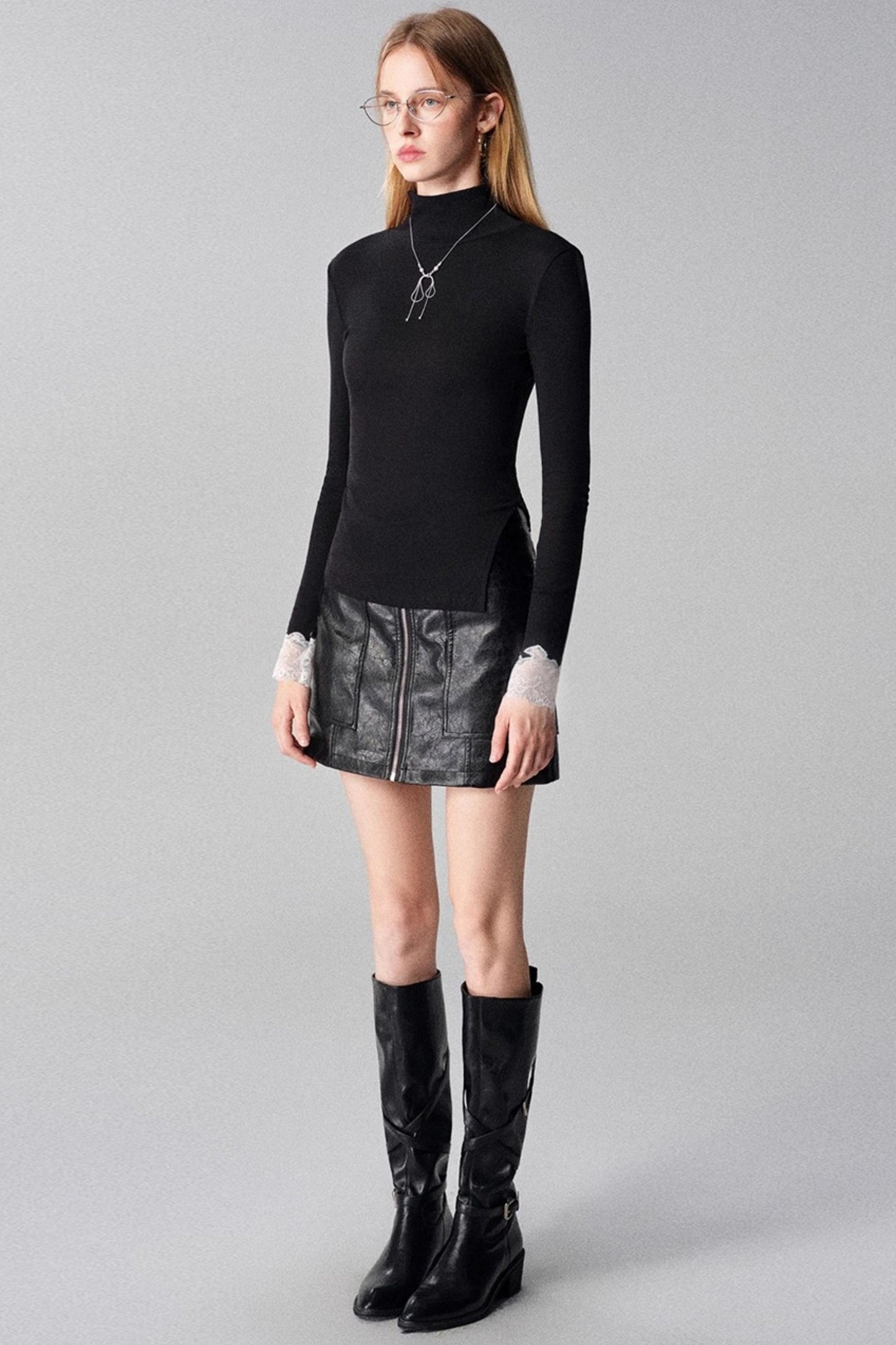 Autumn and Winter High-Waisted Leather Skirt