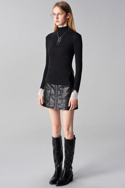 Autumn and Winter High-Waisted Leather Skirt
