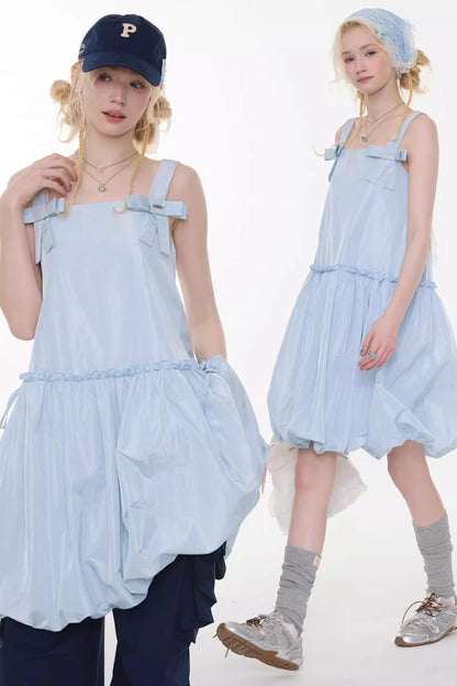 Summer Blue Bow-Tie Dress