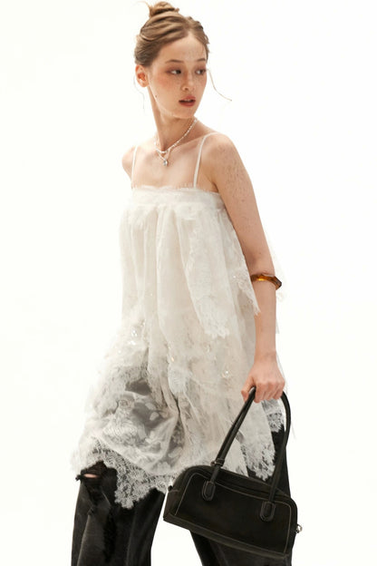 Textured Lace Suspender Dress