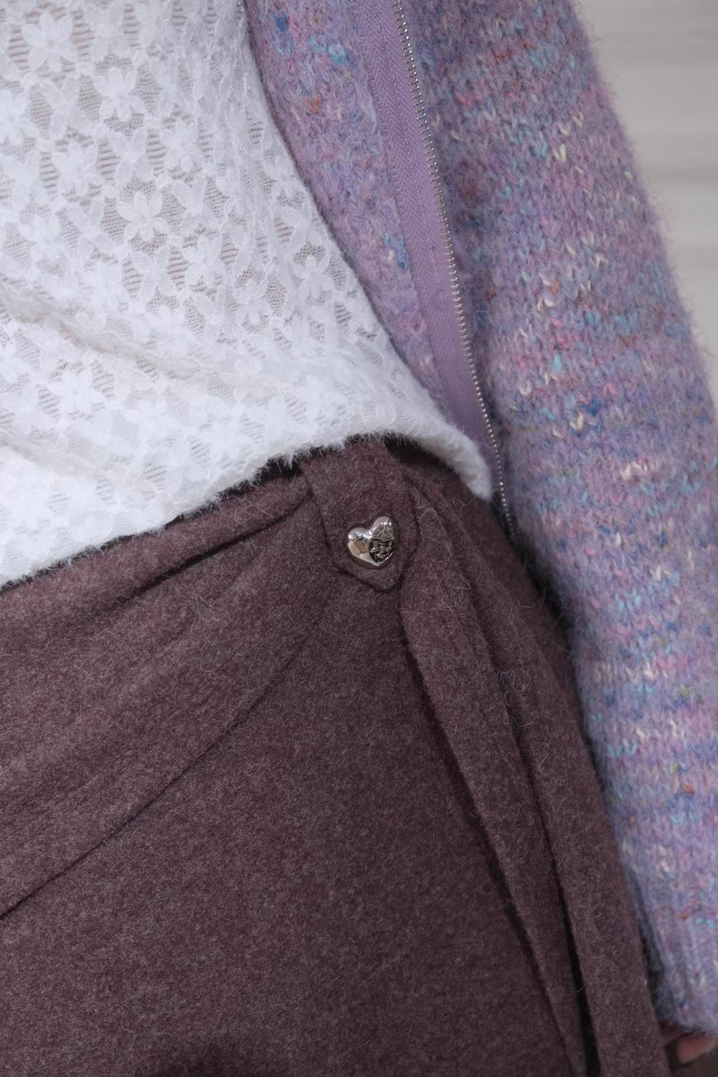 Sandalwood Wool Patchwork Skirt