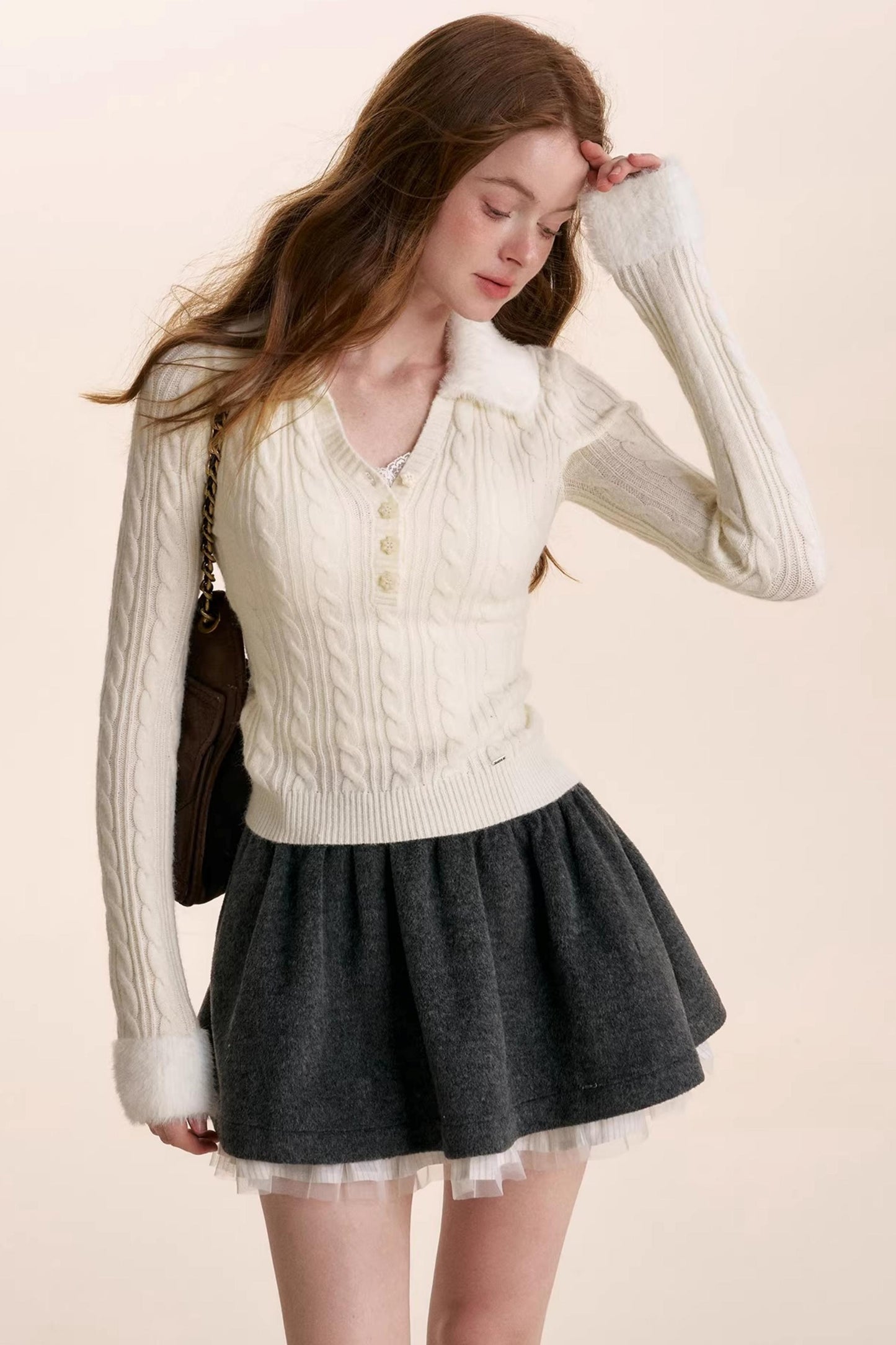 Wool Blend Patchwork Skirt