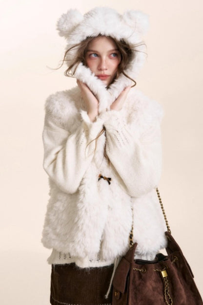 Bear Fur Hooded Fleece Jacket