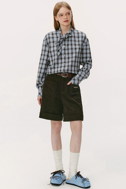 Vintage Diagonal Placket Strap French Shirt