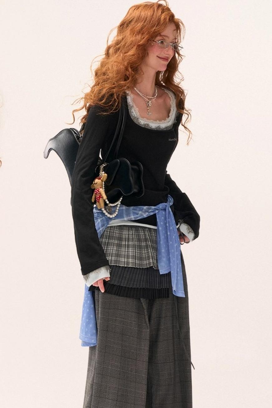 Autumn Plaid Layered Niche Skirt