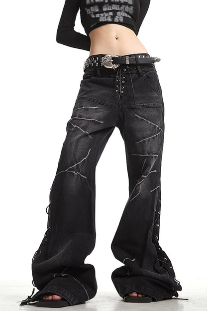 Floor-Length Denim Trousers