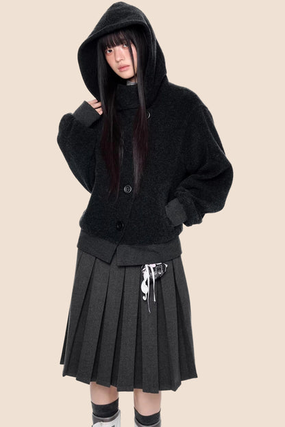 Vintage Woolen Hooded Jacket