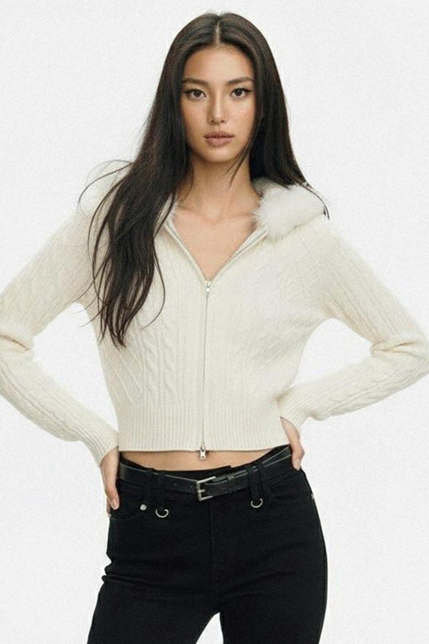 Short Fit Slim Pull Cardigan Top