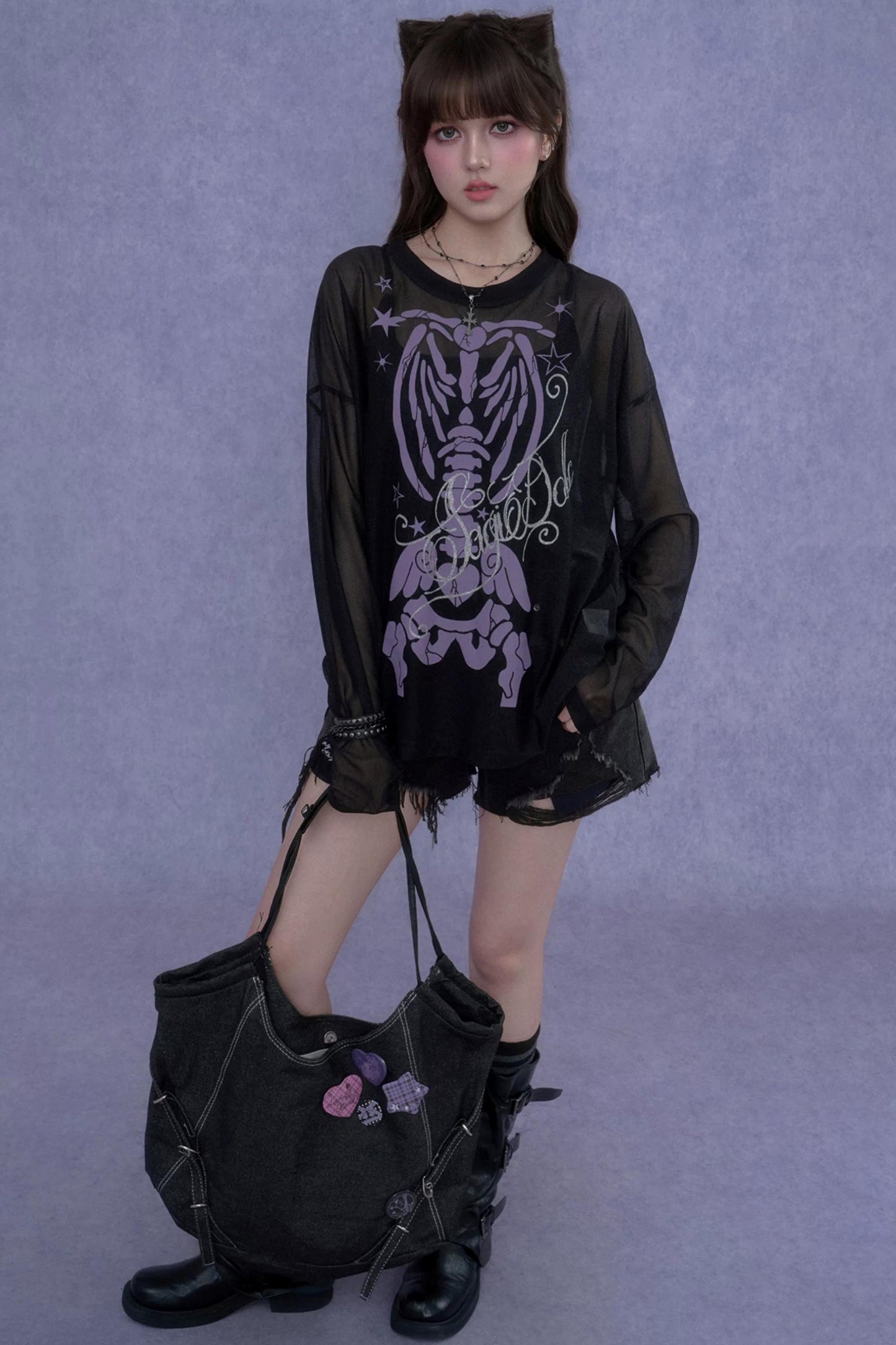 Black & Purple Mesh Cover-Up Set-Up