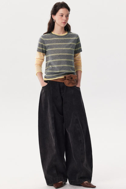 Sheep Wool Patchwork Knitted T-Shirt