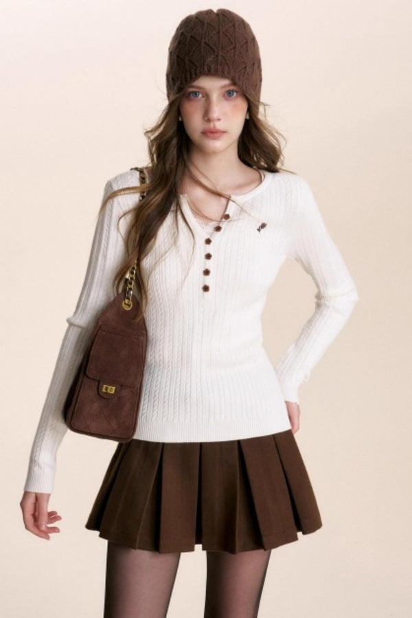 Fine Cable Knit Cardigan