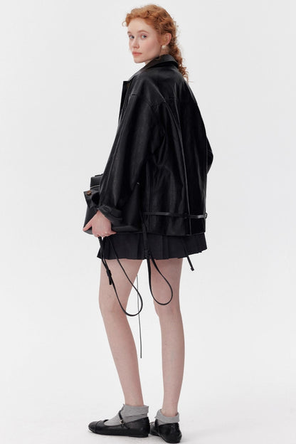 Vintage Black Oil Wax Leather Biker Jacket