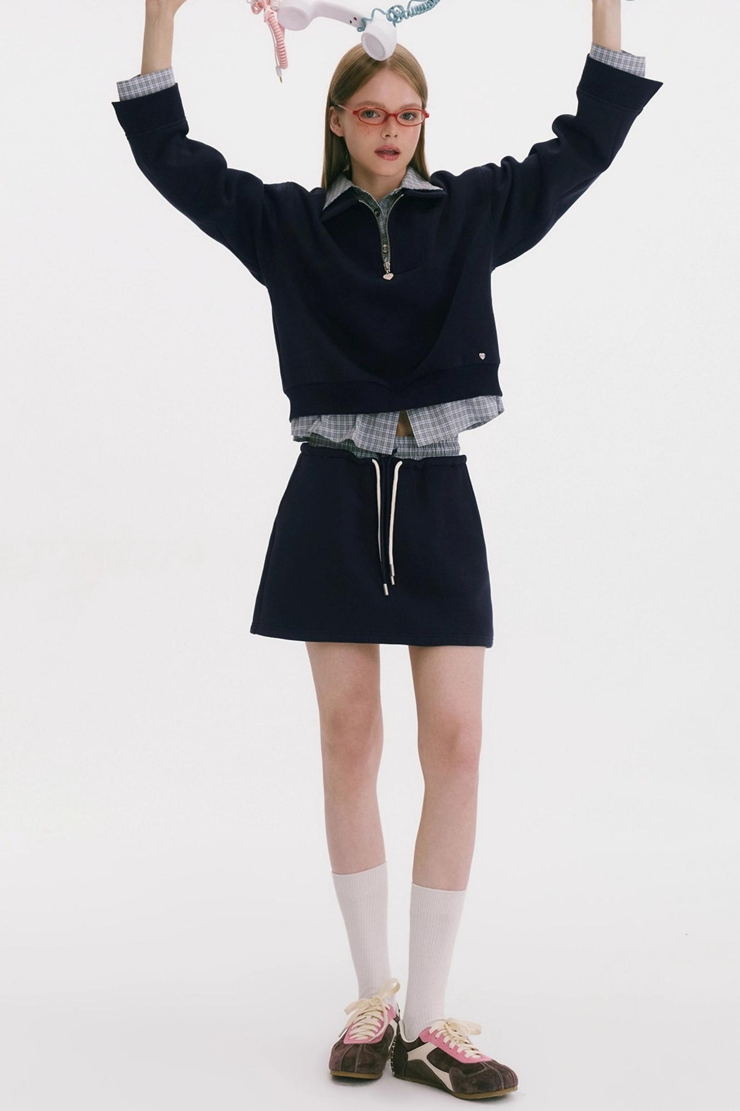 Korean Style Patchwork Plaid Skirt