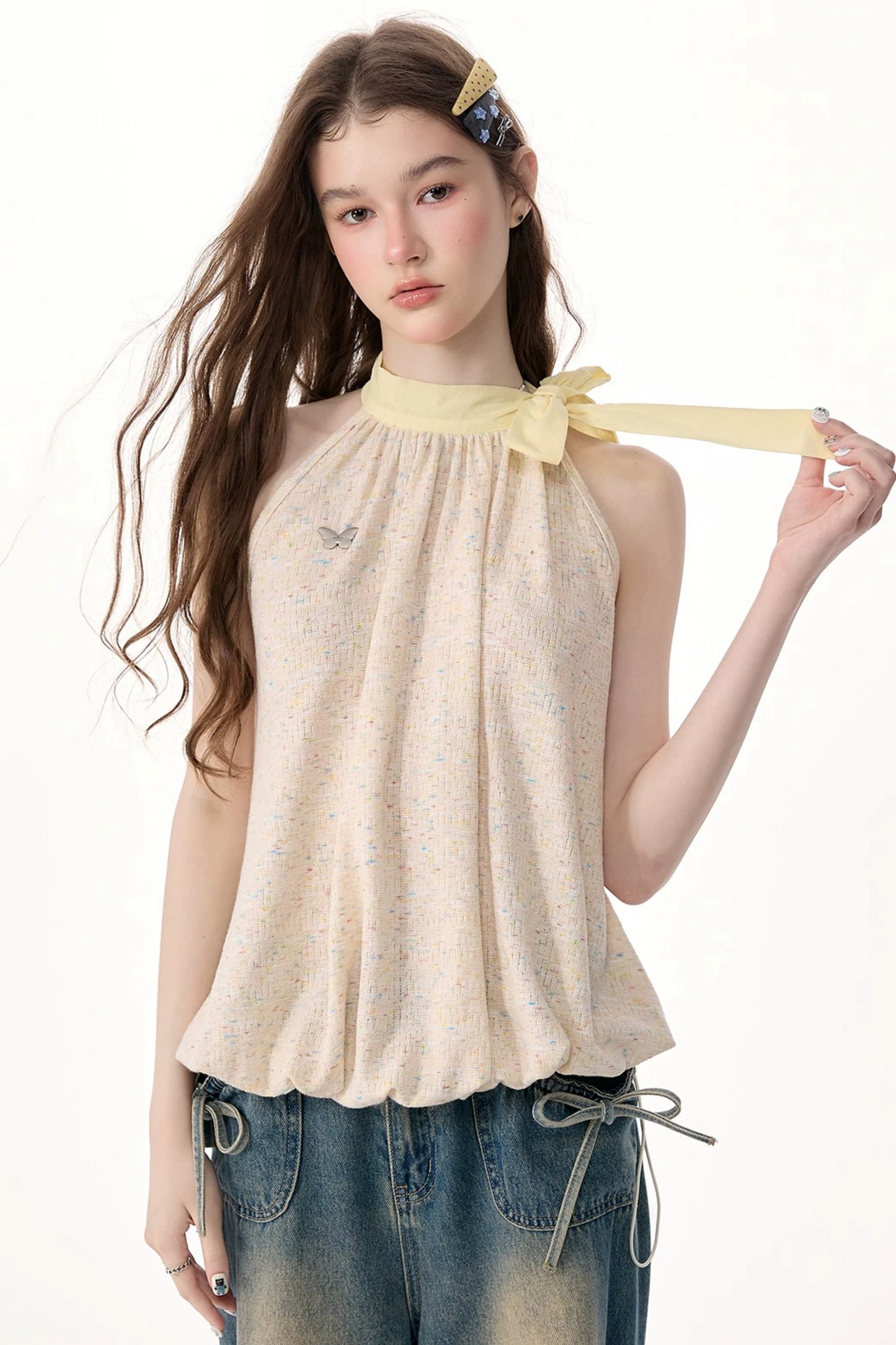 Butterfly Halter Neck Sleeveless Top