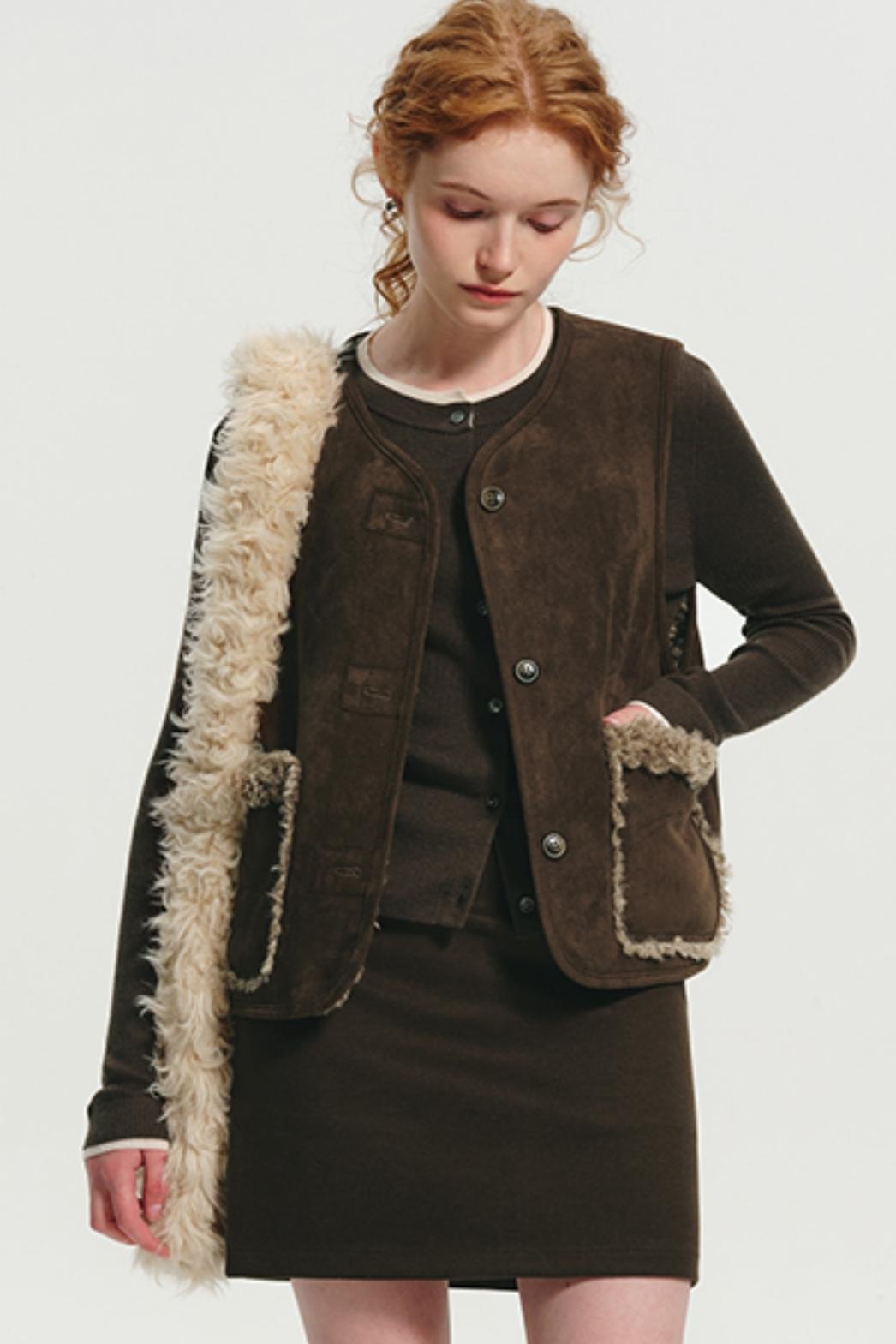 Warm Shearling Suede Vest