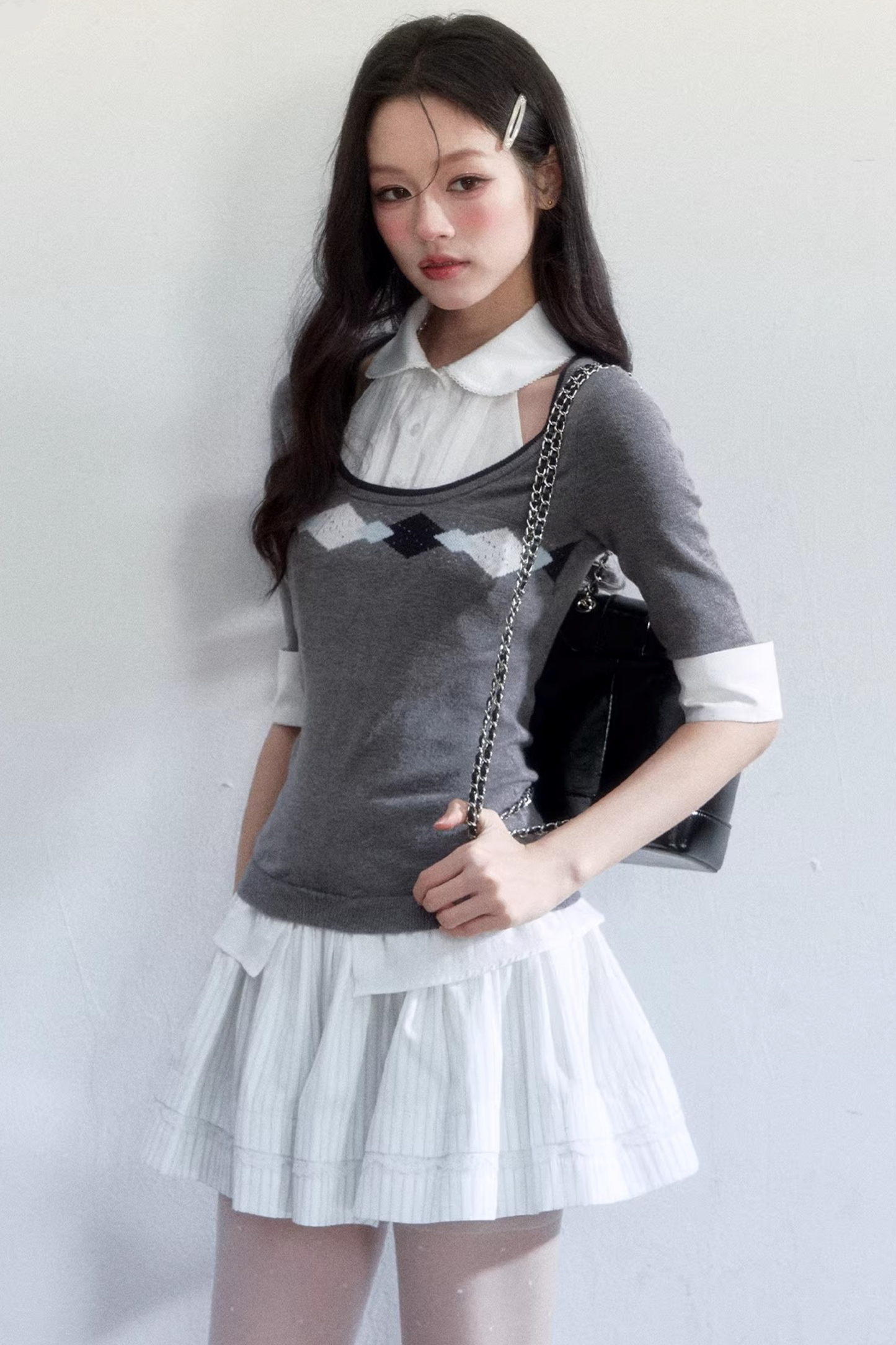 Retro Jacquard Knit Top Set-Up