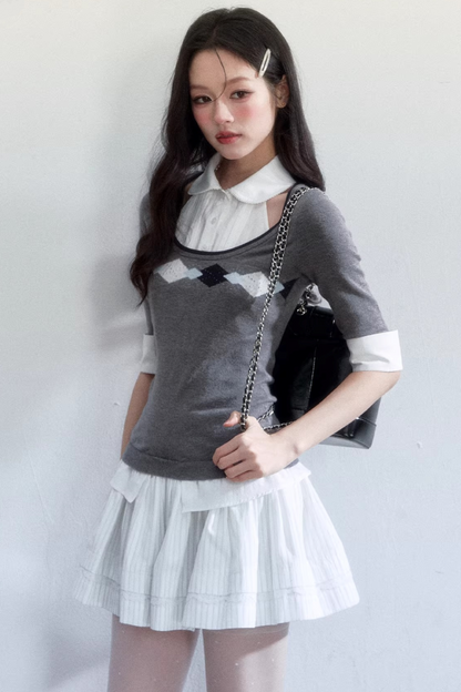 Retro Jacquard Knit Top Set-Up