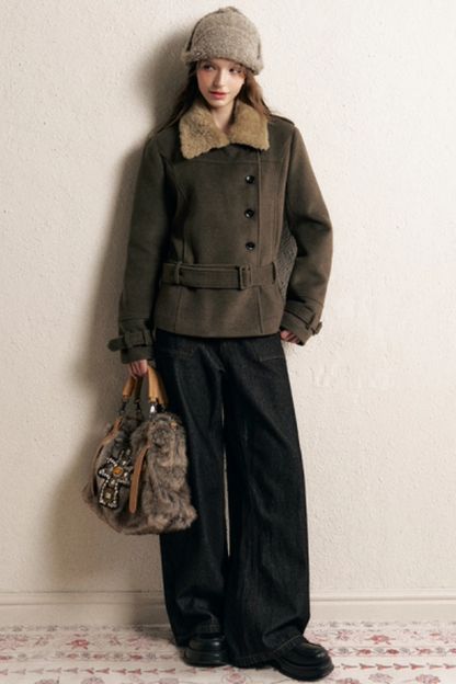 Coffee Green Woolen Coat