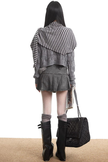 Gray Bow Knit Sweater