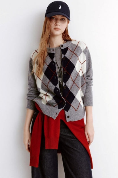 Velvet Diamond Crew Neck Cardigan