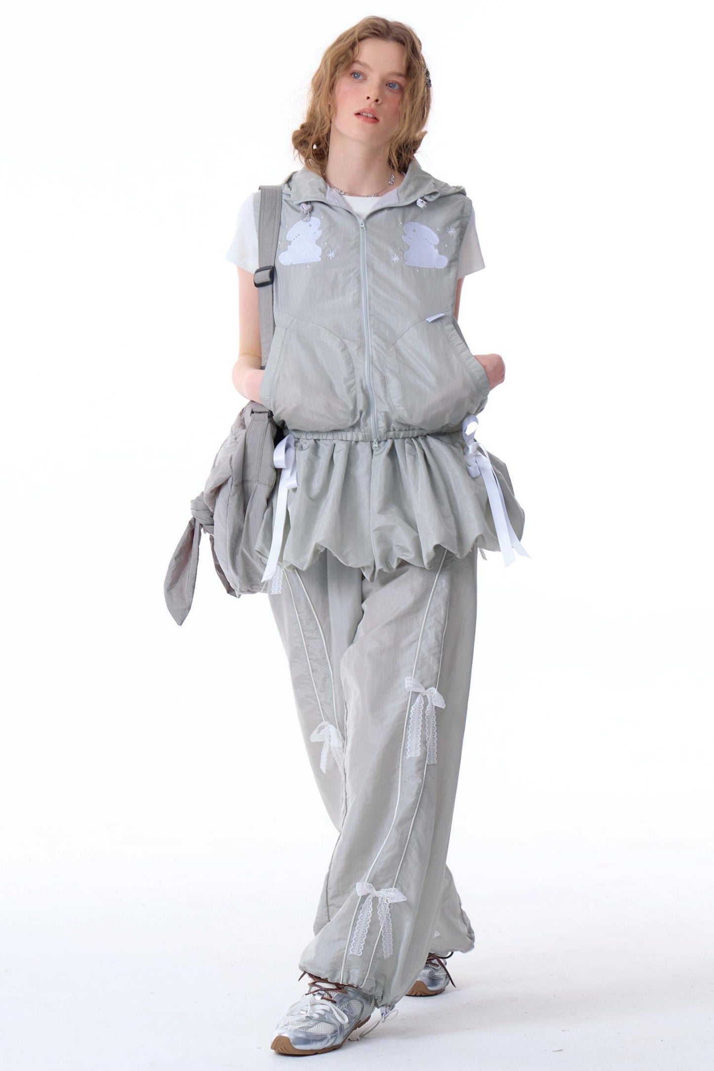 Rabbit Embroidery Hooded Cardigan