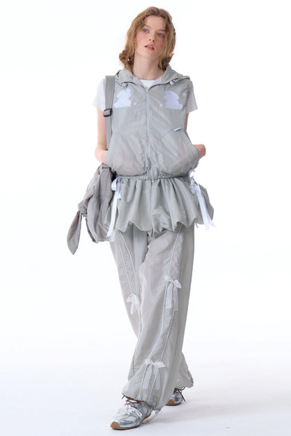 Rabbit Embroidery Hooded Cardigan