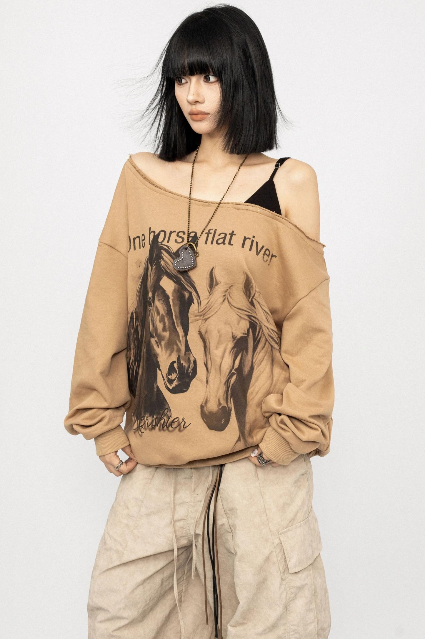 Vintage Slanted Shoulder Sweatshirt