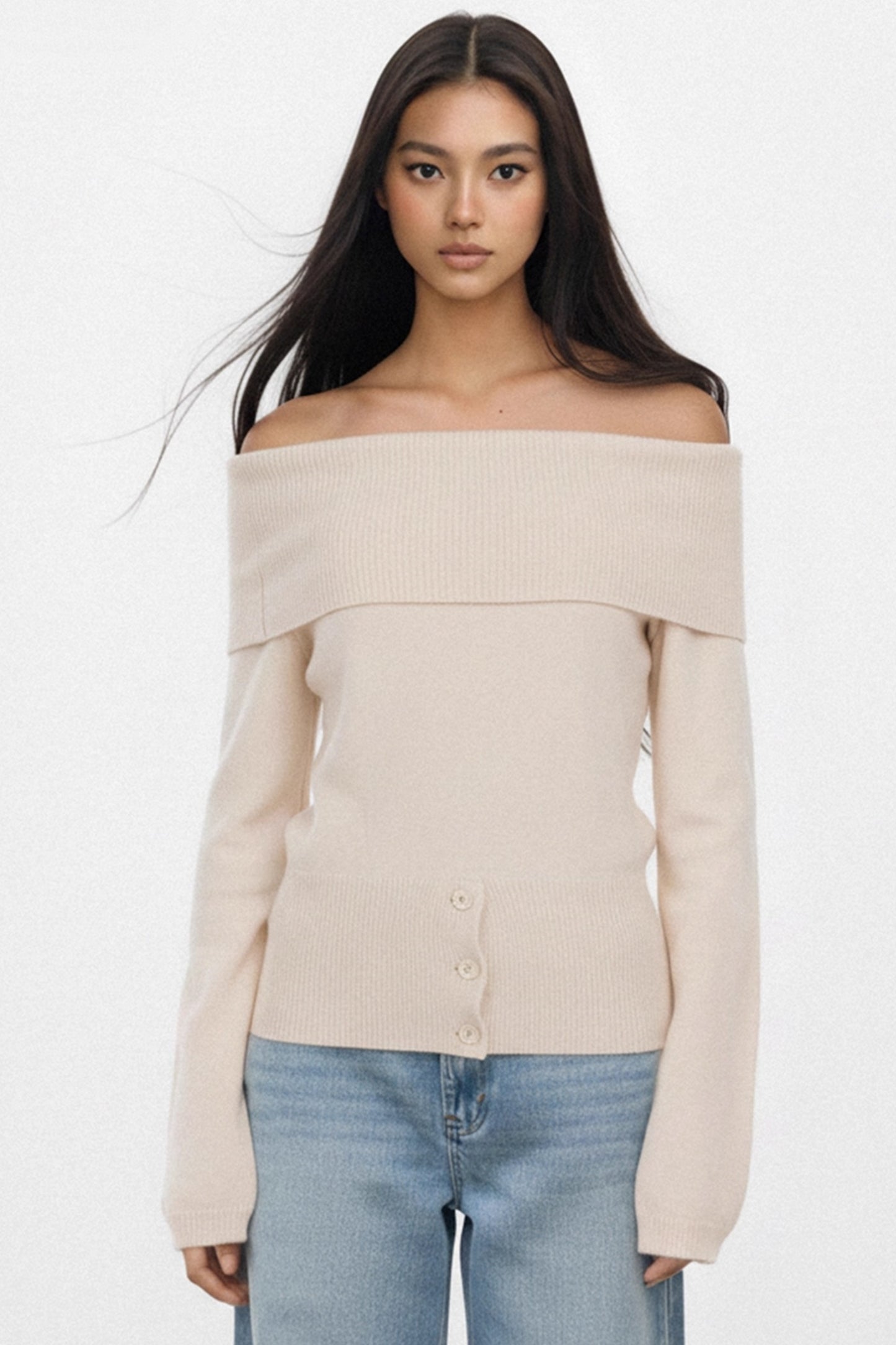 Off-White One-Shoulder Sweater