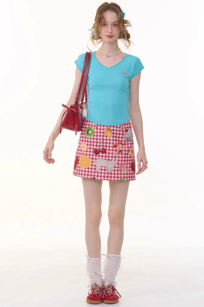 Summer Fruit High-Waisted Skirt