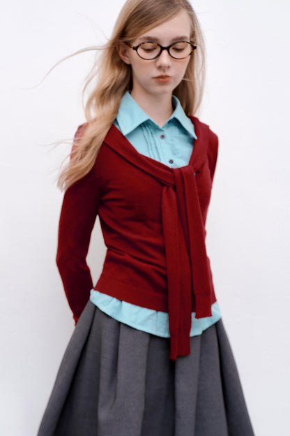 Casual Navy Collar Pullover Sweater