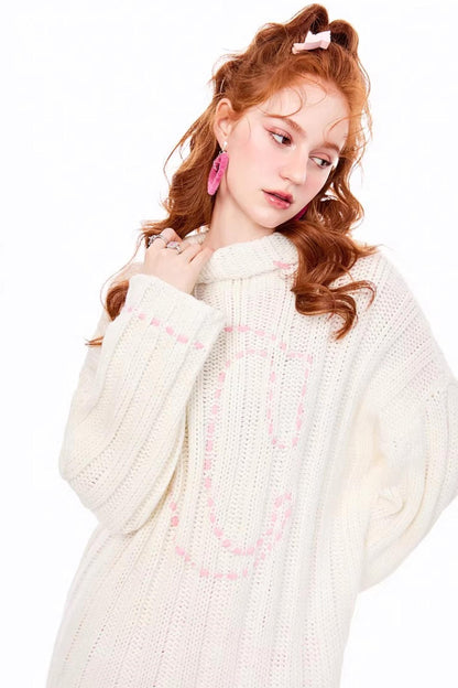 Apricot White Knit Sweater