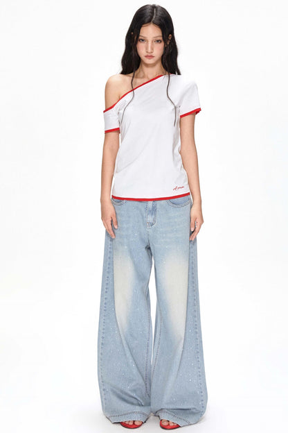 Summer Color-Block Strapless T-Shirt