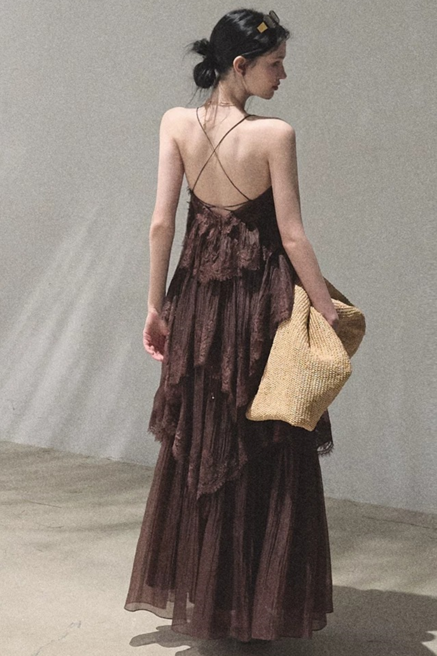 Heartbeat Lace Tiered Dress and Camisole Set