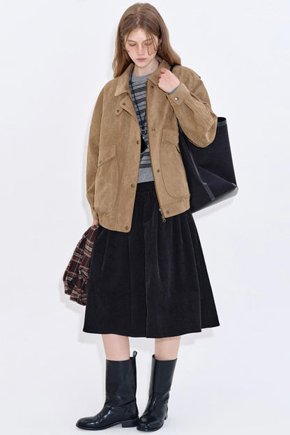 Soft Mist Khaki Suede Leather Jacket