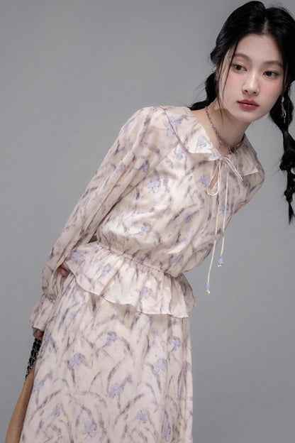 Lilac Irregular Lace Hem Dress