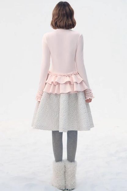 Six-Button Lace Hem Top