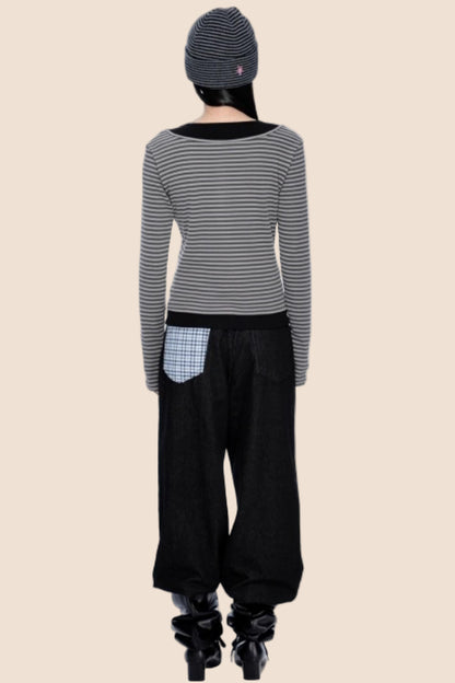 Striped Patchwork Knitted Top