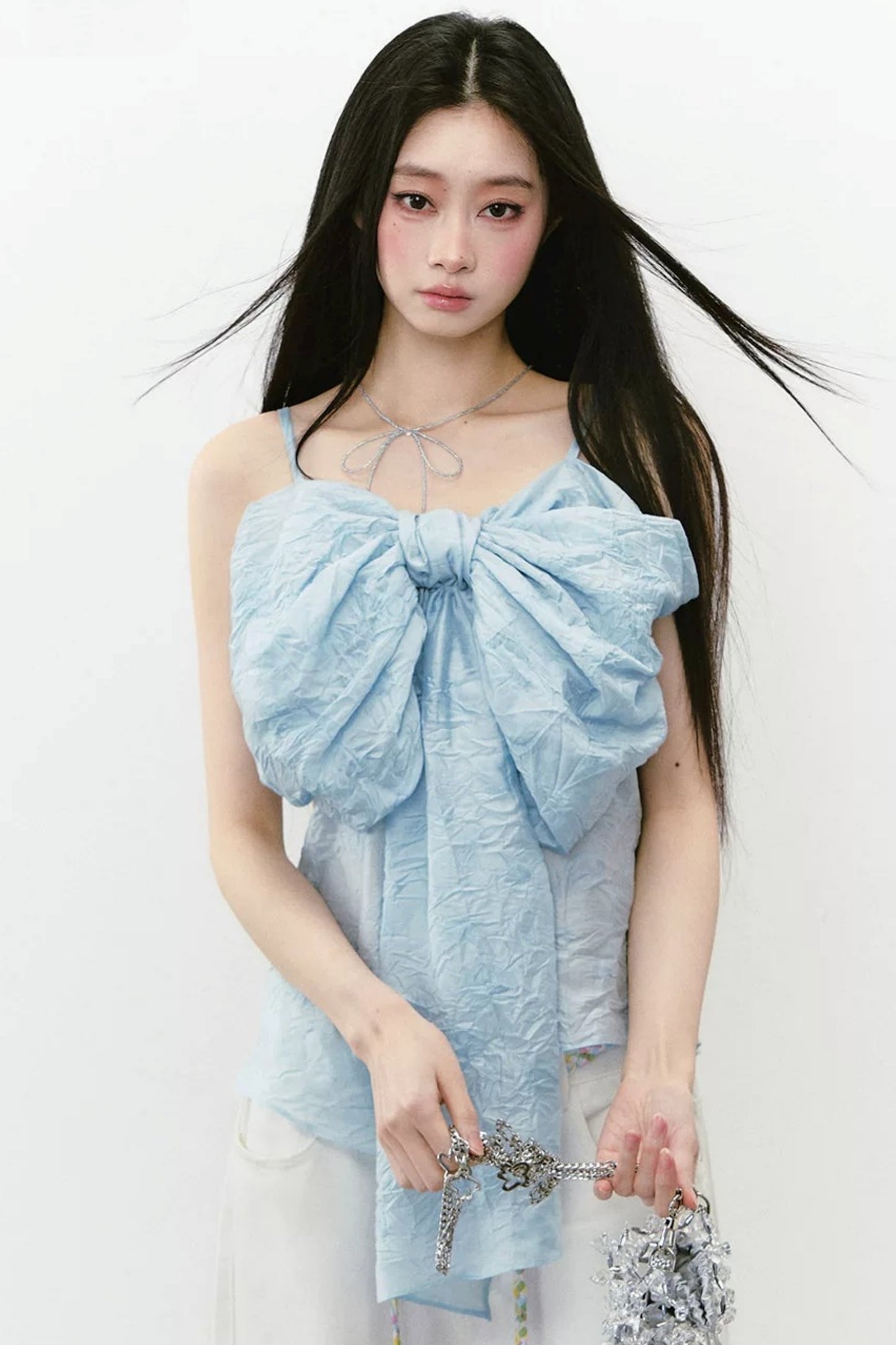 Pleated Bow Camisole Top