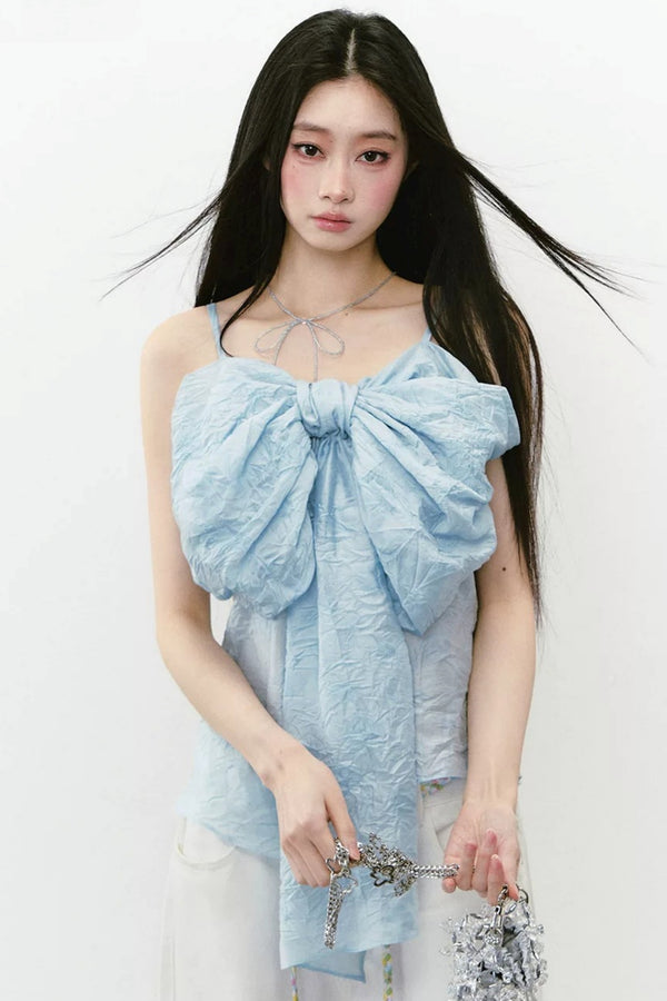 Pleated Bow Camisole Top