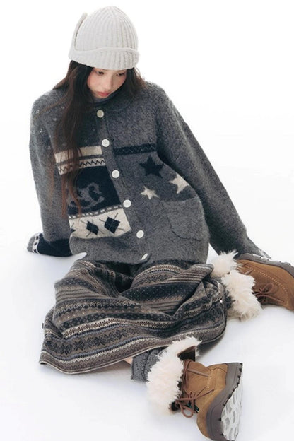 Doll Collar Knitted Cardigan