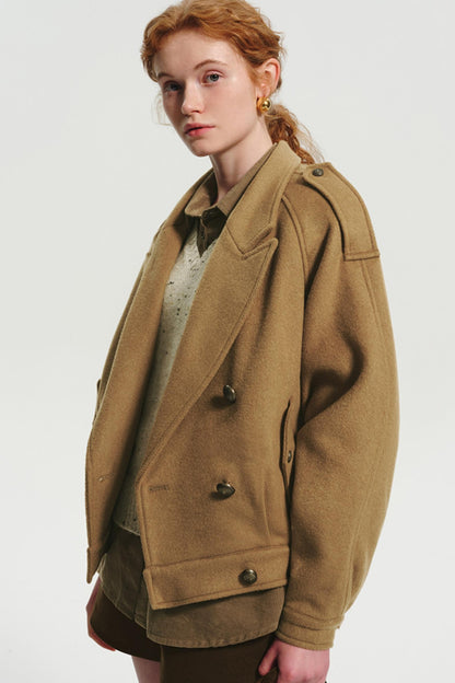 Vintage Camel Cropped Wool Coat