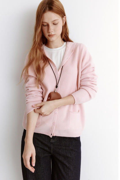 Soft Cashmere Hooded Knitted Cardigan