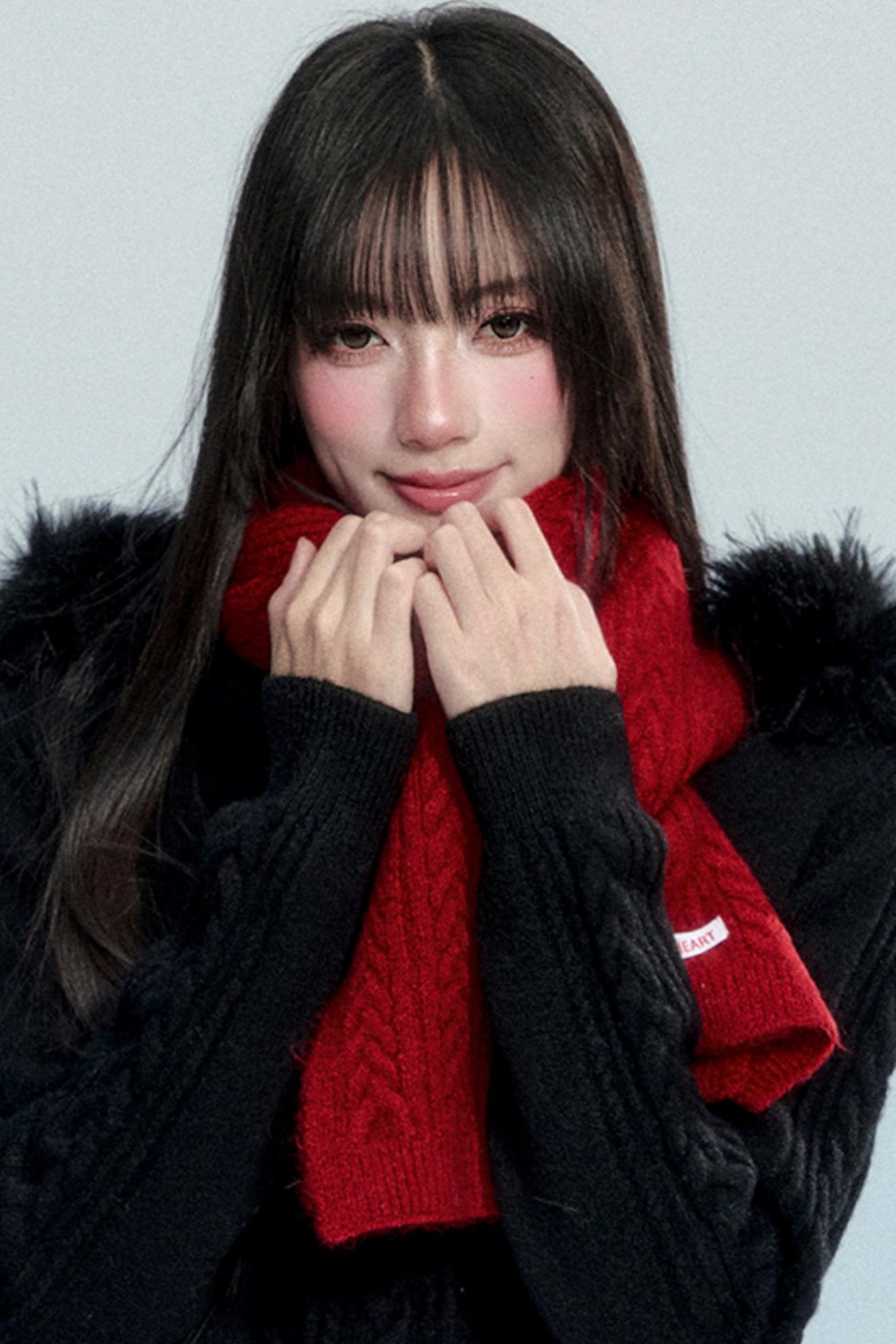 Vintage Wool Blend Knitted Scarf