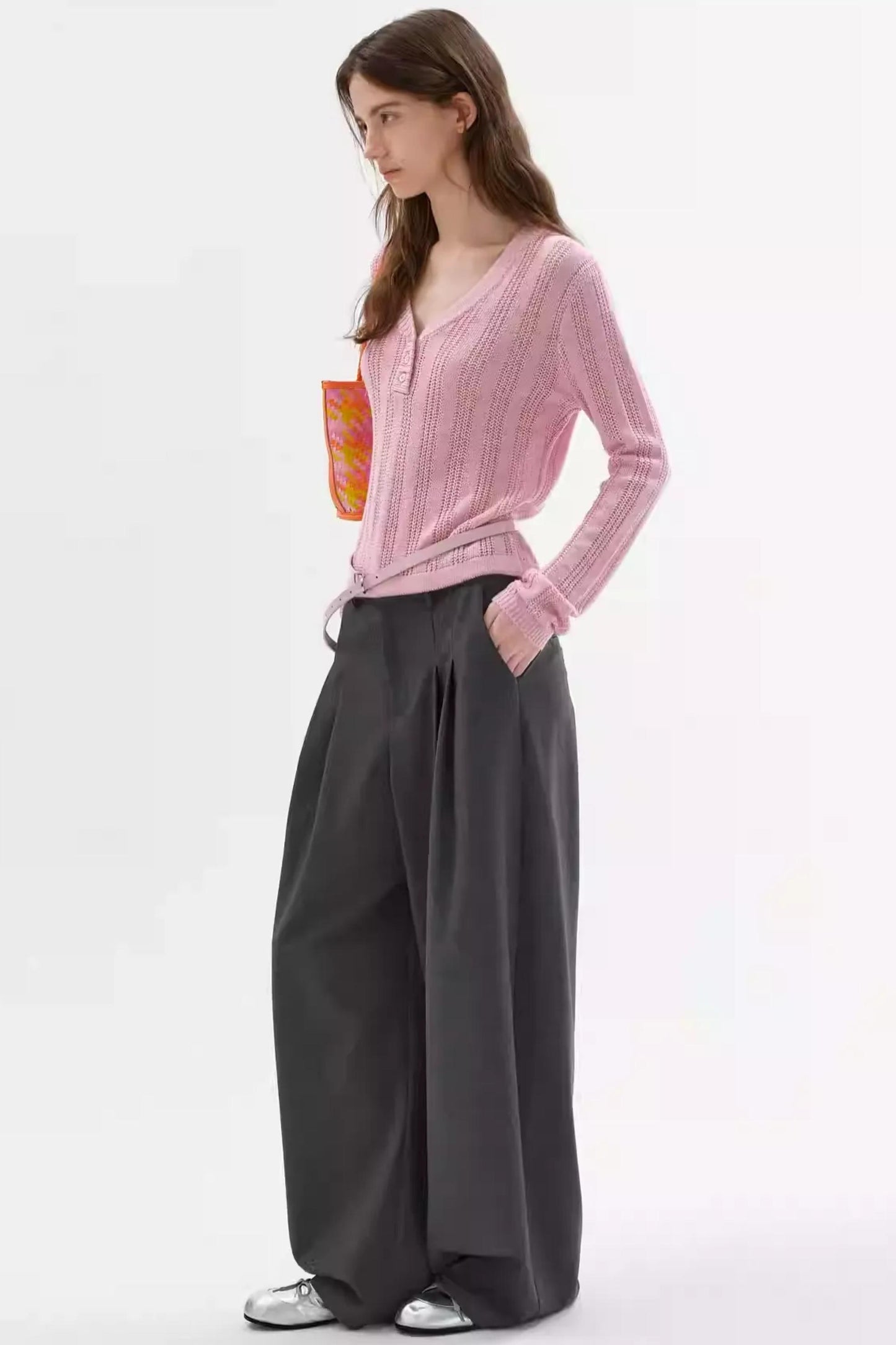 Pleated Drape Scimitar Pants