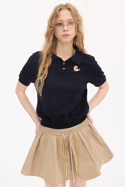 Elastic Tie-Up Puffy Skirt