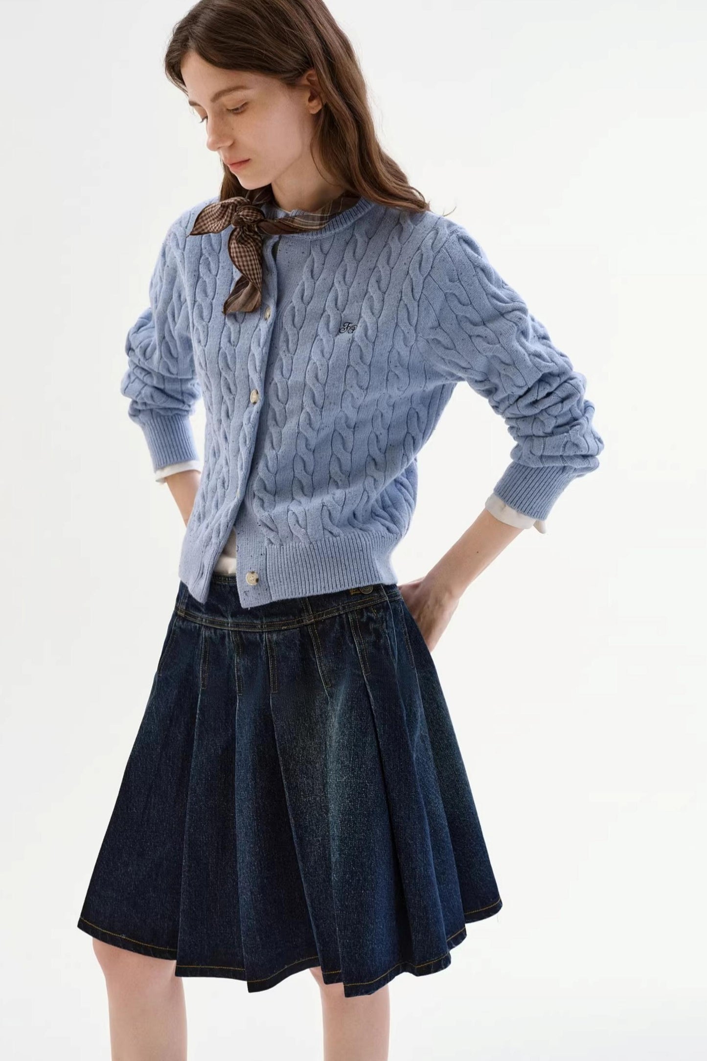 Speckled Cable Knit Cardigan