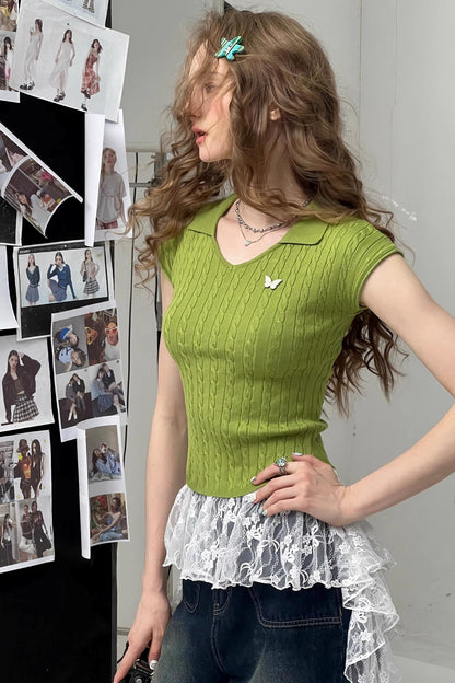 Summer Twist Slim Top Polo T-shirt