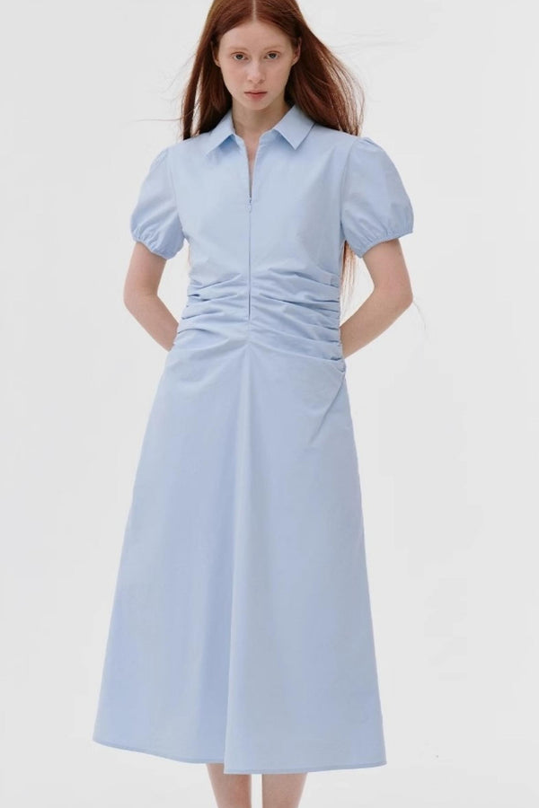 Summer Chic Pleated Bubble Sleeve Dress