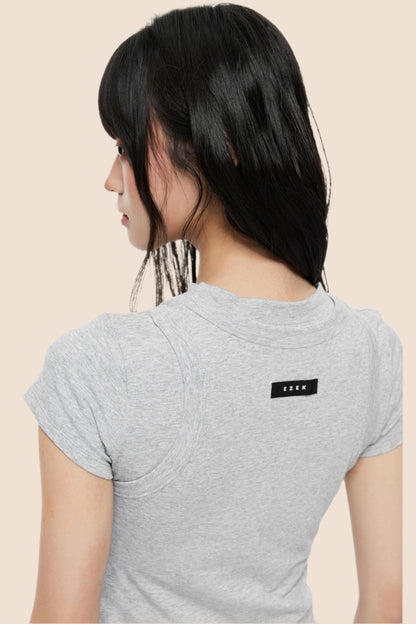 Slim Gray Square Crop Tee