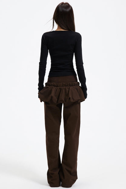 Coffee Patchwork Short Skirt